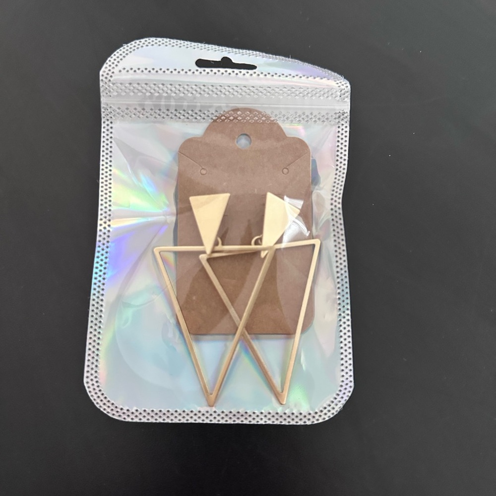 Geometric Gold Triangle Earrings
